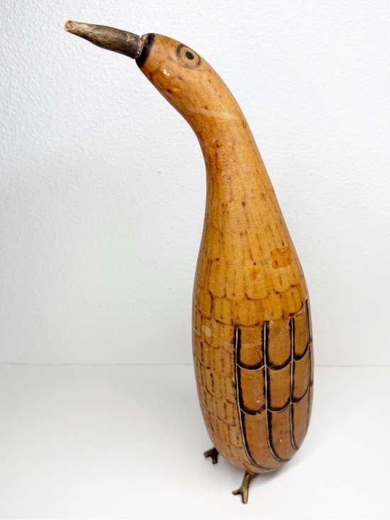 Other - Vintage Folk Art Hand Carved Etched Penguin Gourd